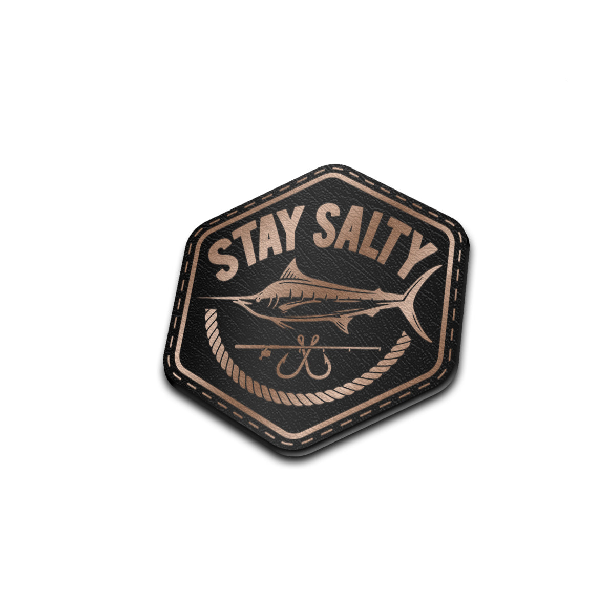 Stay Salty - American Bison Design Co. - deep sea, fish, fishing, game, Iron, Leather, marlin, ocean, On, Patch, Pre made, Premade, salty
