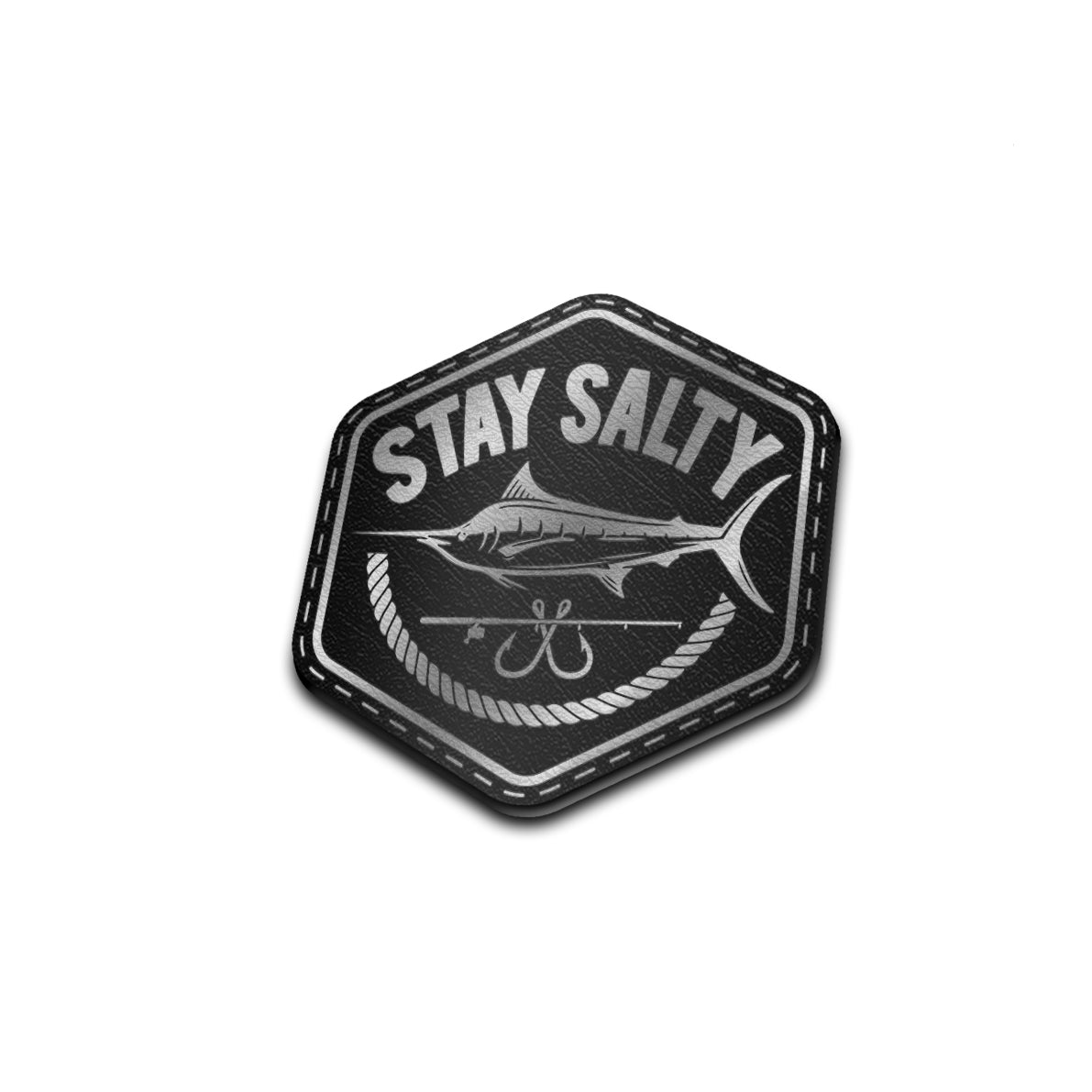 Stay Salty - American Bison Design Co. - deep sea, fish, fishing, game, Iron, Leather, marlin, ocean, On, Patch, Pre made, Premade, salty