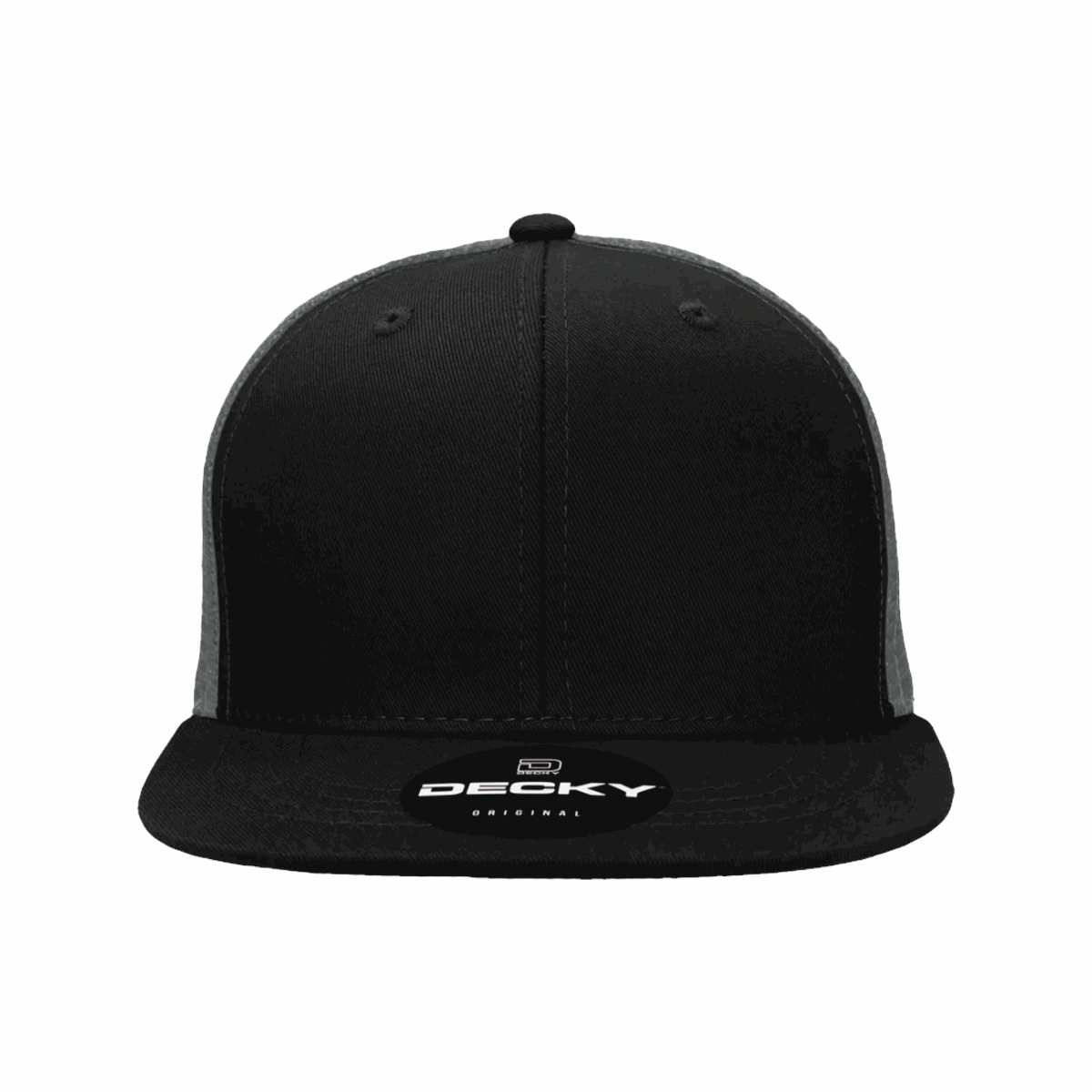 DECKY // Raider - American Bison Design Co. - Black, Custom, Decky, Flat, Grey, Hat, Leather, Mesh, Patch, Snap, Trucker