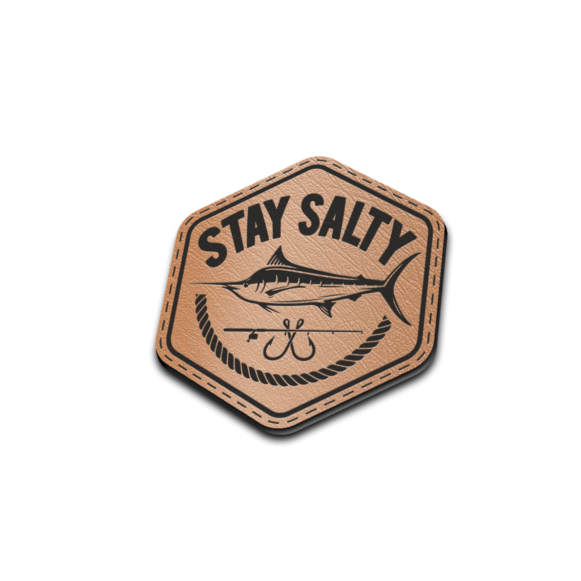 Stay Salty - American Bison Design Co. - deep sea, fish, fishing, game, Iron, Leather, marlin, ocean, On, Patch, Pre made, Premade, salty