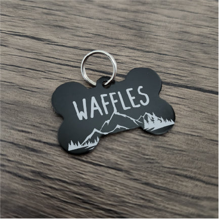 ★ TAGS // Bone - American Bison Design Co. - aluminum, anodized, black, Custom, dog, engraving, lace, metal, neck, tag