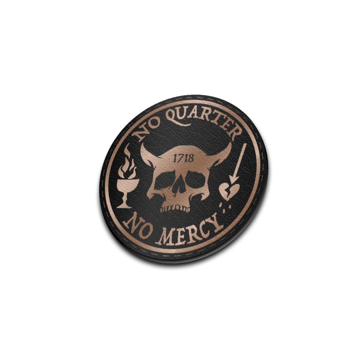 No Quarter - American Bison Design Co. - black, blackbeard, Iron, Leather, On, Patch, pirate, Pre made, Premade, quarter