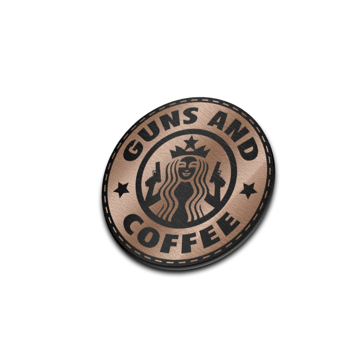 Guns & Coffee - American Bison Design Co. - 2a, coffee, guns, Iron, Leather, mermaid, On, Patch, Pre made, Premade, star