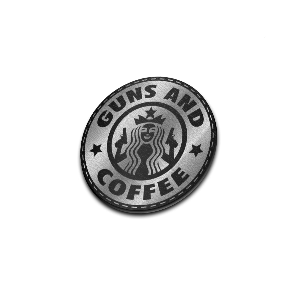 Guns & Coffee - American Bison Design Co. - 2a, coffee, guns, Iron, Leather, mermaid, On, Patch, Pre made, Premade, star