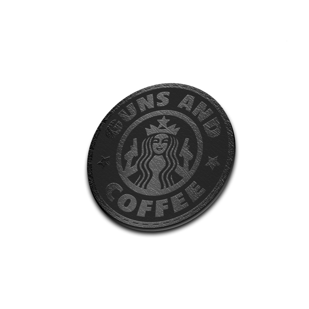 Guns & Coffee - American Bison Design Co. - 2a, coffee, guns, Iron, Leather, mermaid, On, Patch, Pre made, Premade, star