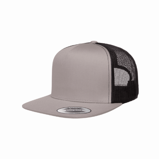 CLASSICS // Platinum - American Bison Design Co. - Black, Classic, Custom, Flat, Grey, Hat, Leather, Patch, Silver, Snap, Trucker, Yupoong