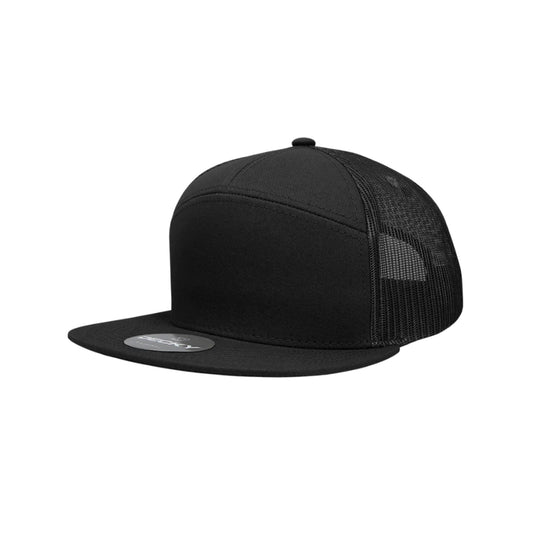 DSEVN // Onyx - American Bison Design Co. - 7 panel, Black, Custom, Decky, Hat, Leather, Mesh, onyx, Patch, Snap, Trucker