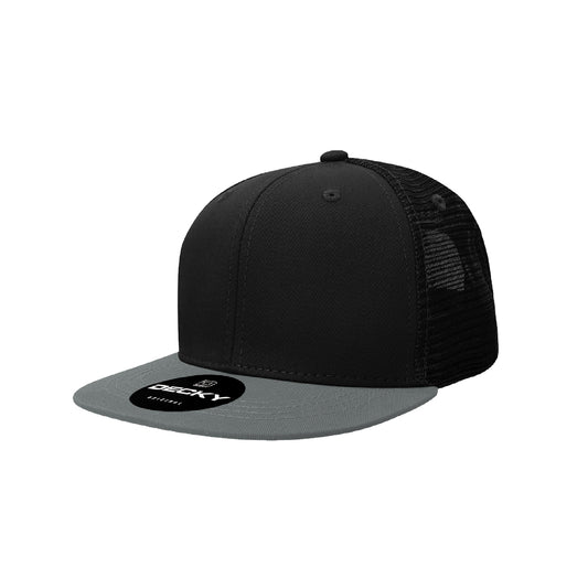 DECKY // Cruiser - American Bison Design Co. - Black, Custom, Decky, Flat, Grey, Hat, Leather, Mesh, Patch, Snap, Trucker