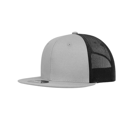 DECKY // Fossil - American Bison Design Co. - Black, Custom, Decky, Flat, Grey, Hat, Leather, Mesh, Patch, Snap, Trucker