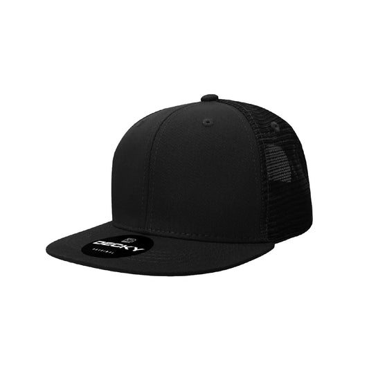 DECKY // Midnight - American Bison Design Co. - Black, Custom, Decky, Flat, Hat, Leather, Mesh, Patch, Snap, Trucker