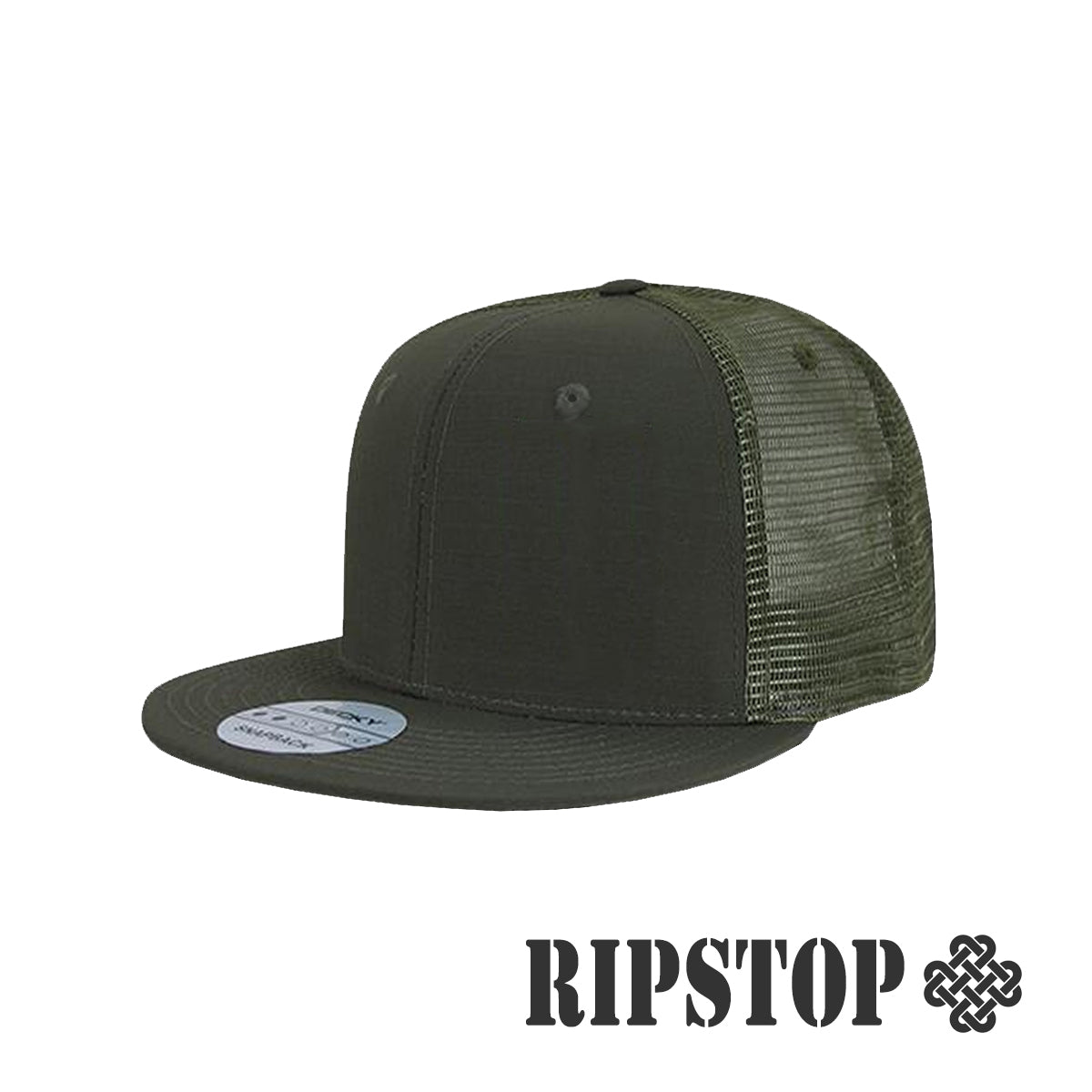 DECKY // Moss +RS - American Bison Design Co. - Custom, Decky, Flat, green, Hat, Heather, Leather, Mesh, mossy, od, olive, Patch, Snap, Trucker