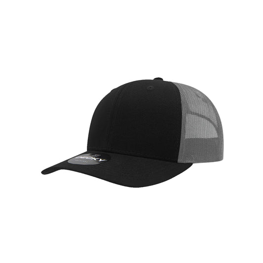 DCURV // Operator - American Bison Design Co. - Black, Curv, Curve, Custom, Decky, Grey, Hat, Leather, Mesh, Patch, Snap, Trucker