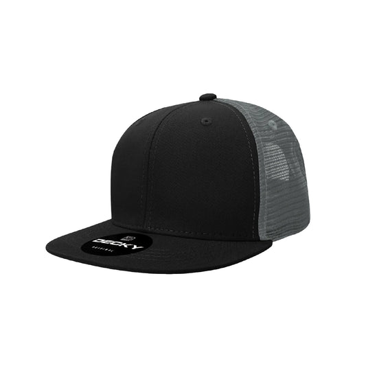 DECKY // Raider - American Bison Design Co. - Black, Custom, Decky, Flat, Grey, Hat, Leather, Mesh, Patch, Snap, Trucker