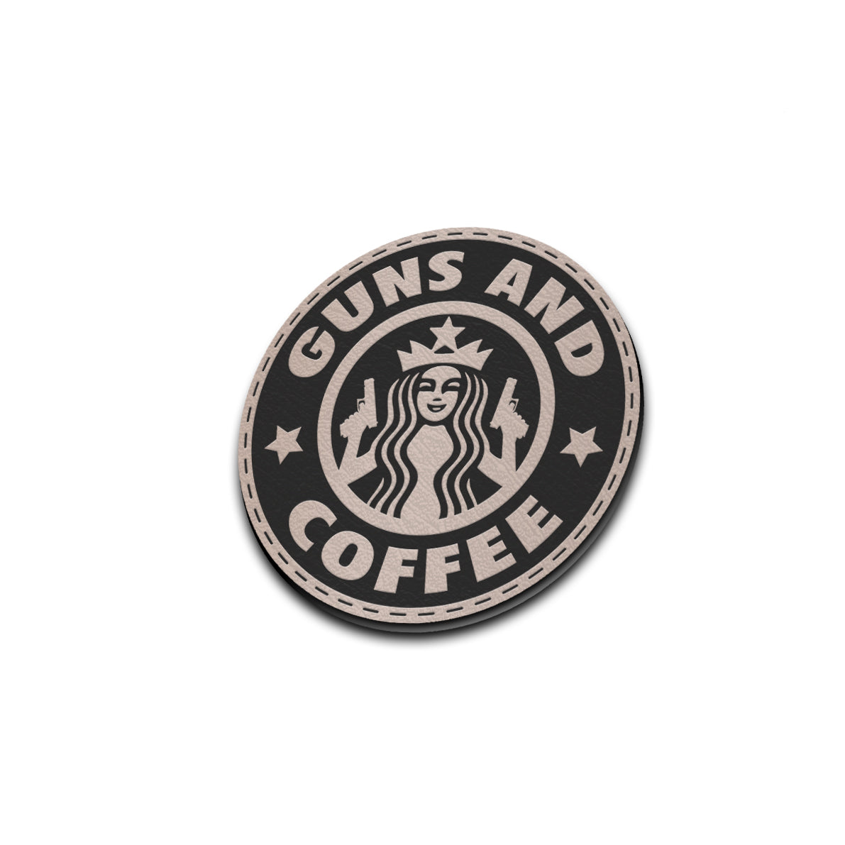 Guns & Coffee - American Bison Design Co. - 2a, coffee, guns, Iron, Leather, mermaid, On, Patch, Pre made, Premade, star