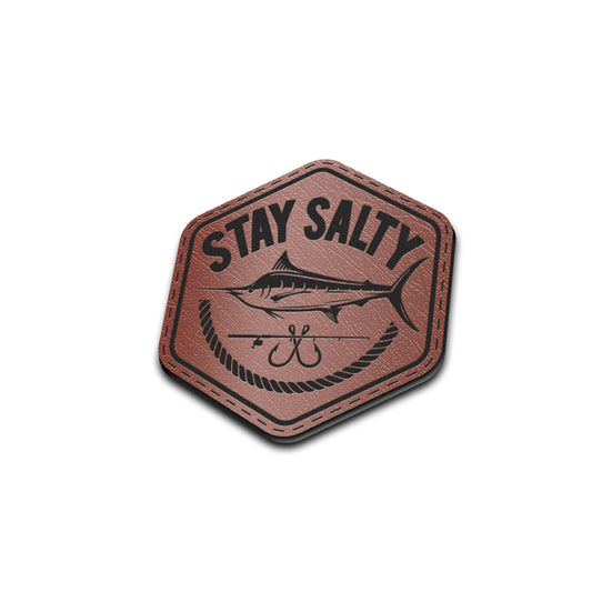 Stay Salty - American Bison Design Co. - deep sea, fish, fishing, game, Iron, Leather, marlin, ocean, On, Patch, Pre made, Premade, salty