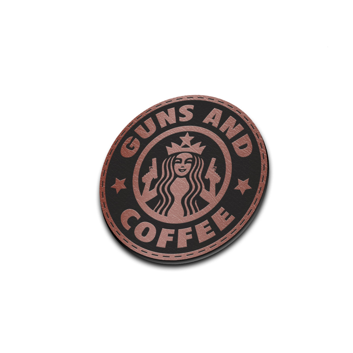 Guns & Coffee - American Bison Design Co. - 2a, coffee, guns, Iron, Leather, mermaid, On, Patch, Pre made, Premade, star