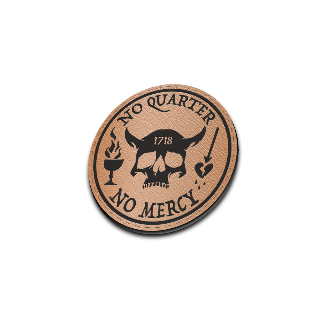 No Quarter - American Bison Design Co. - black, blackbeard, Iron, Leather, On, Patch, pirate, Pre made, Premade, quarter