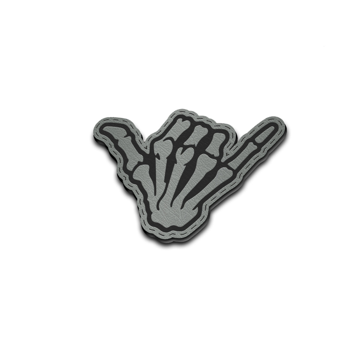 Shaka Skelly - American Bison Design Co. - finger, funny, hand, hang loose, Iron, Leather, On, Patch, Pre made, Premade, shaka, skeleton, skelly