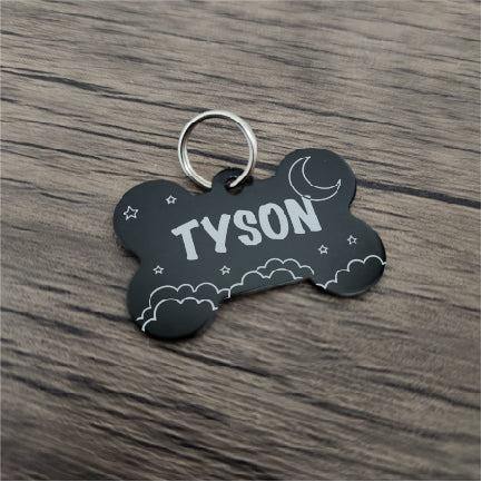 ★ TAGS // Bone - American Bison Design Co. - aluminum, anodized, black, Custom, dog, engraving, lace, metal, neck, tag