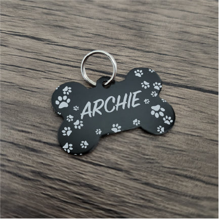 ★ TAGS // Bone - American Bison Design Co. - aluminum, anodized, black, Custom, dog, engraving, lace, metal, neck, tag